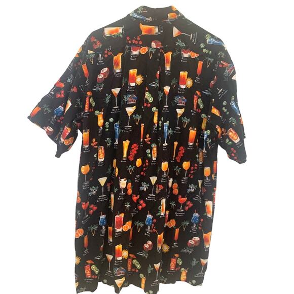 Vintage Weekender Traveler Hawaiian Shirt Large Black Cocktails USA Fun Mens - Picture 2 of 6